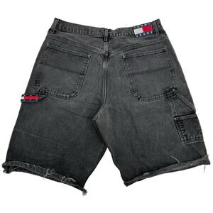 Vintage 90s men's black Tommy Hilfiger‎ baggy cargo carpenter denim jean shorts